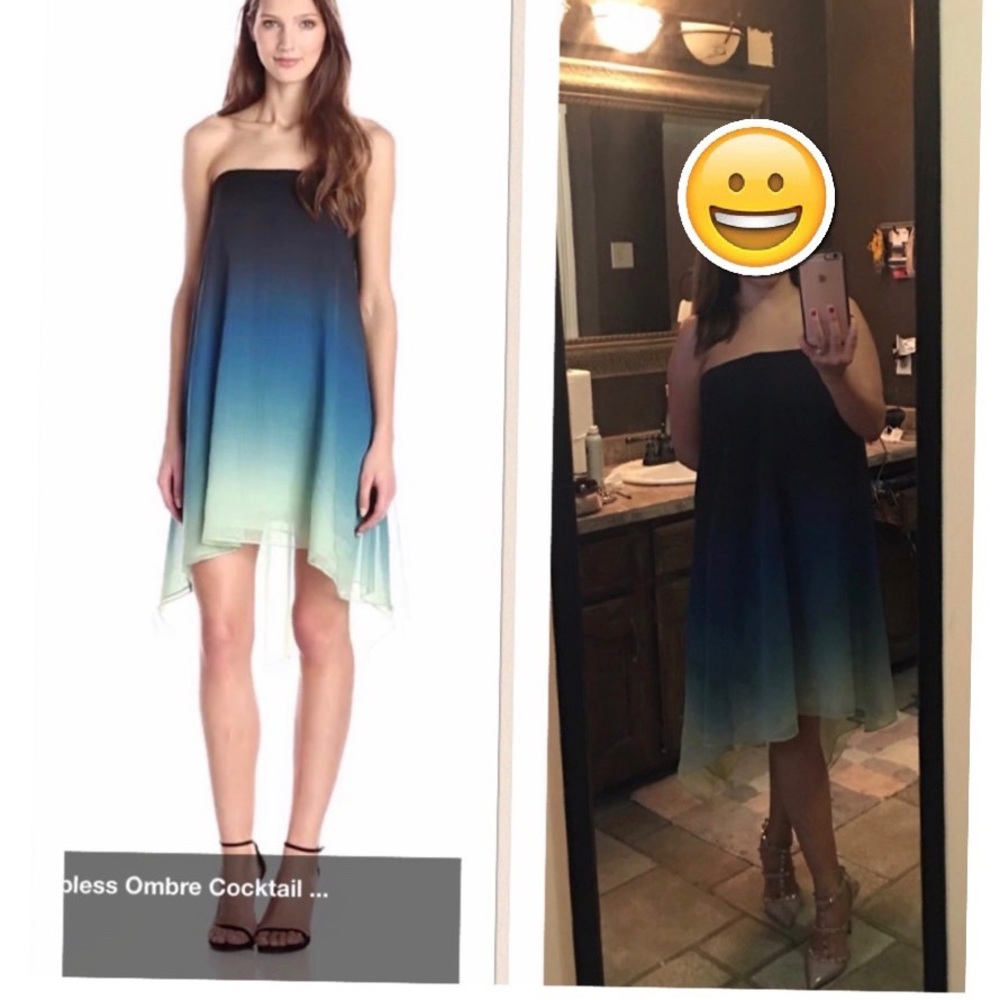 Halston Heritage Strapless Ombre Dress, Size 8